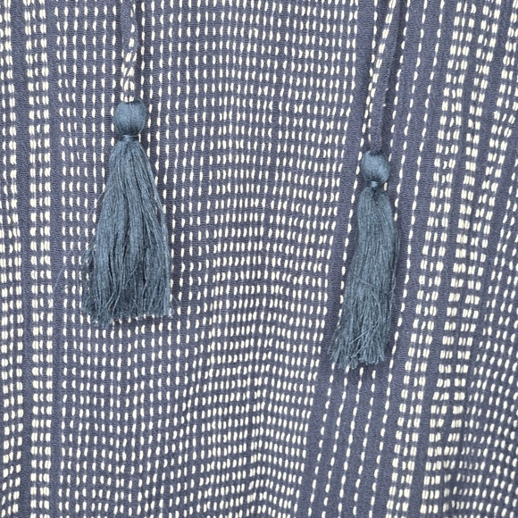 Lulus Flying Away Navy Blue Stripe Embroidered Mini Shift Dress Size Medium - Picture 4 of 12